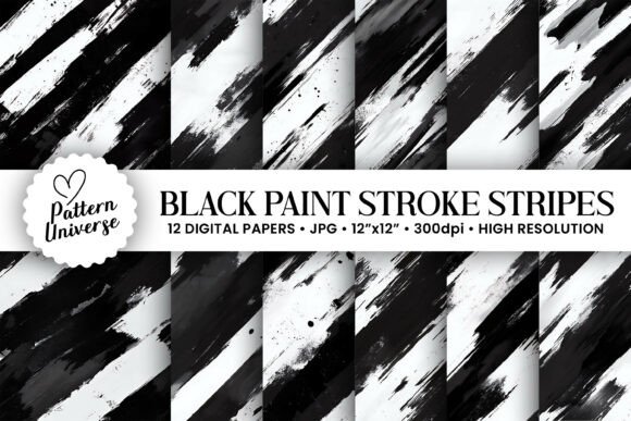 Black Painted Strokes Stripes Patterns