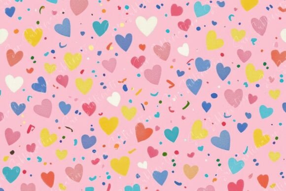 Colorful Heart Patterns on Pink: Elevating Your Creative Projects with Joyful Design
