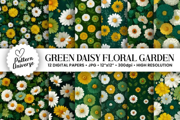Green Daisy Floral Garden Patterns