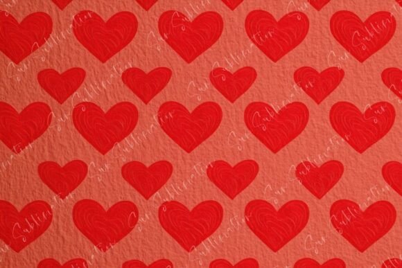 Intricate Red Heart Patterns on a Soft