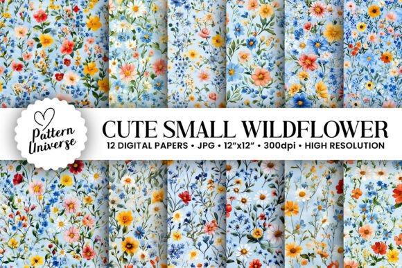 Small Watercolor Wildflowers Patterns