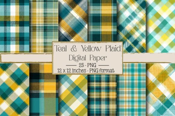 Teal Yellow Summer Plaid Patterns