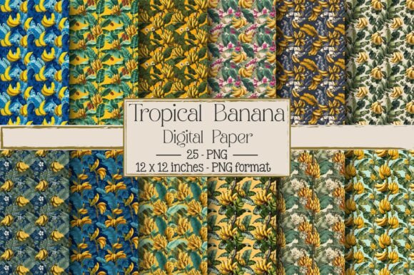 Tropical Banana Seamless Patterns
