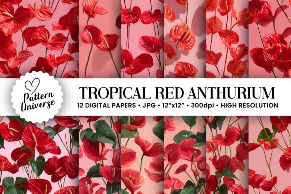 Unlocking Creativity with Tropical Red Anthurium Flower Patterns: A Comprehensive Guide to Digital Paper Design