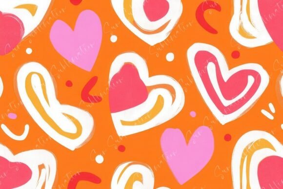 Vibrant Heart Patterns on an Orange