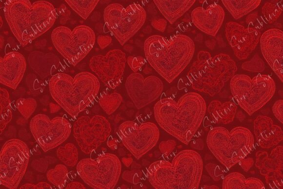 Vibrant Red Heart Patterns Celebrating