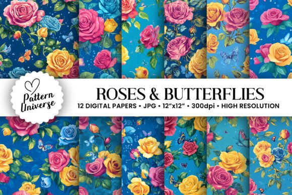 Watercolor Roses Butterflies Patterns: Elevating Your Digital Craft Projects