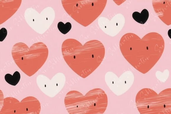 Whimsical Heart Patterns on a Soft Pink